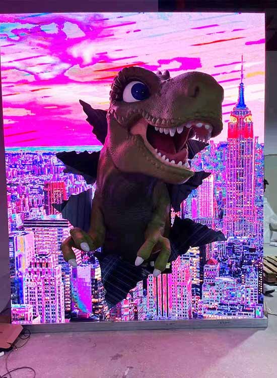coach window dragon statue coming out LED screen panel