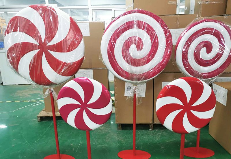 kids store display with candy cane props