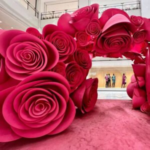 Dior popup display with Artificial flower display