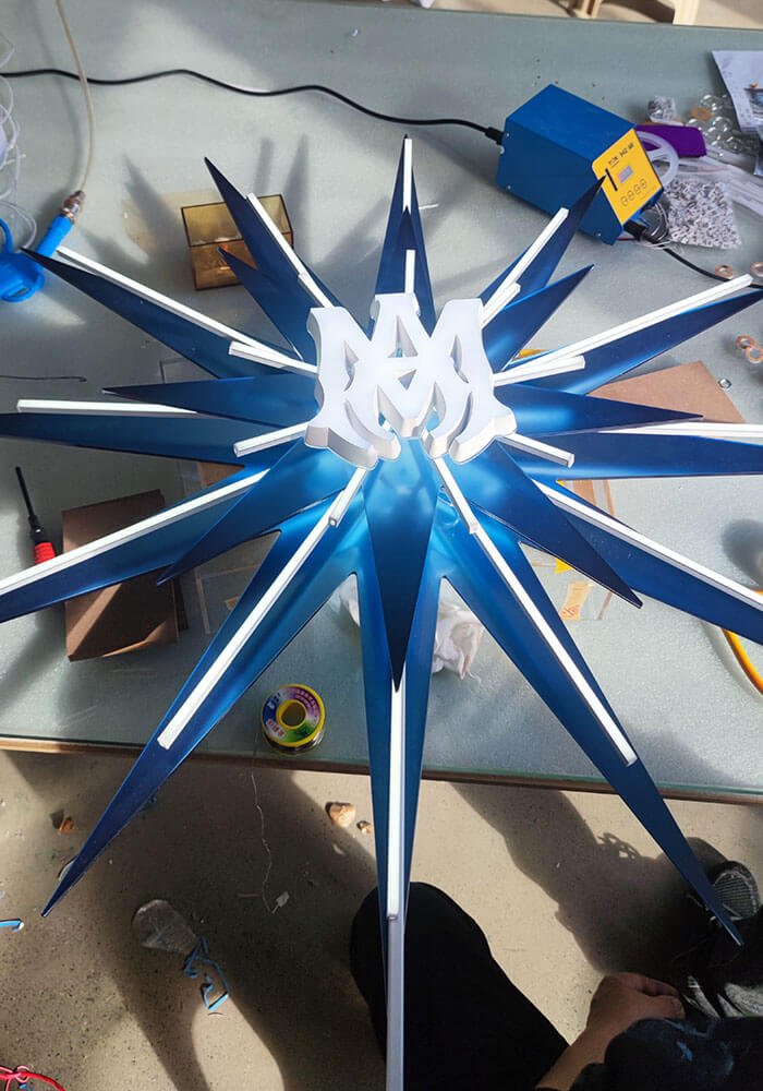 custom UV printed acrylic display props with LED logo sign