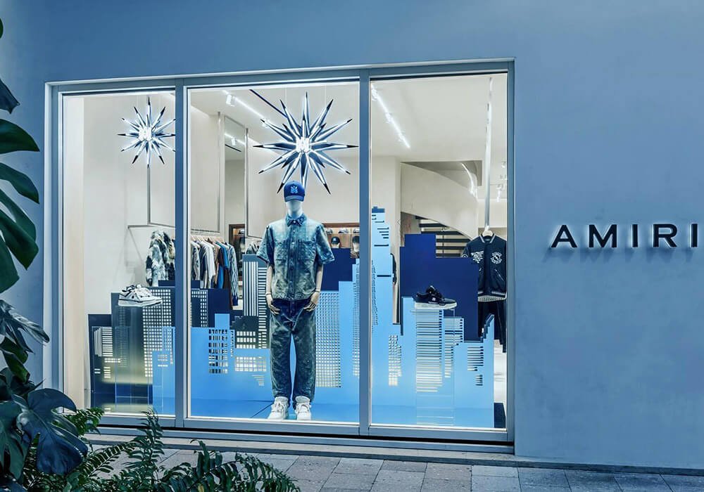 luxury brand AMIRI acrylic display props Store windows